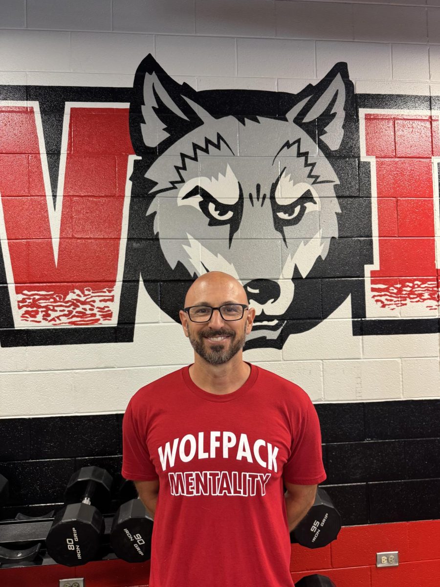 Jason Macejak, new cross country coach, in the Niles West Weight Room