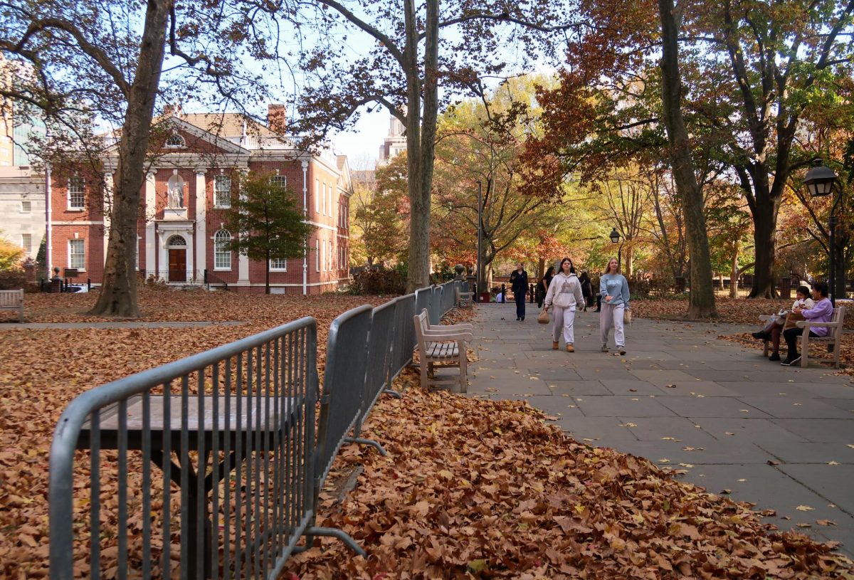 From left, juniors Ava Hortega and Holly Korzun walk down a sidewalk in a park adjacent to Independence Hall. Hortega and Korzun are on Niles West News staff and visited Philadelphia to attend the National High School Journalism Conference. "I loved how everything was close to where we were staying. There were lots of things to do. I loved spending time with all the staff, and I feel like I got close to everyone. The parks were very pretty because all the leaves were falling," Hortega said. 