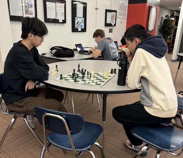 Chess Club members practice their skills on a Monday practice in the Lit Center.