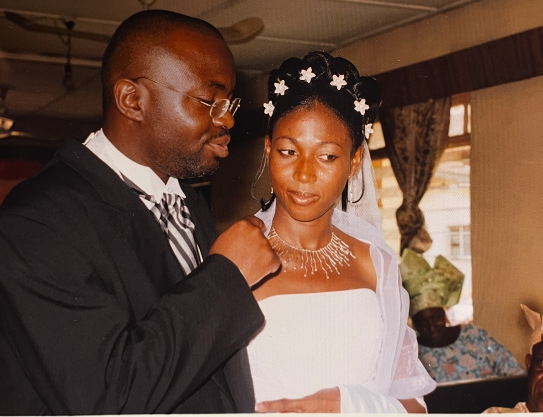 Ayowale Alao (left) and Lara Alao (right) at their wedding.