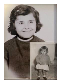 Eleni Benetatos posed for her American passport photo at ten years old. She is now 66 years old.