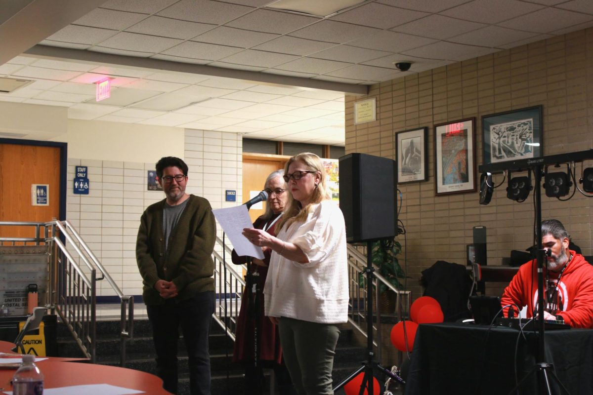 English teacher Sally Graham announces the two 2025 Poetry Out Loud runner ups. Jaden Conley was announced as the winner of the 2025 school-wide Poetry Out Loud contest.