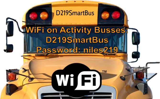 Poster that labels Wi-Fi providing buses. Photo via the Niles West Technology Department.