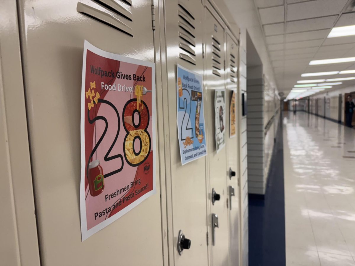 Advertisements for the "Wolfpack Gives Back" food drive hanging in the hallway at Niles West High School.

With all donations going directly to the Niles Township Food Pantry, this event aims to employ community as a force of good.