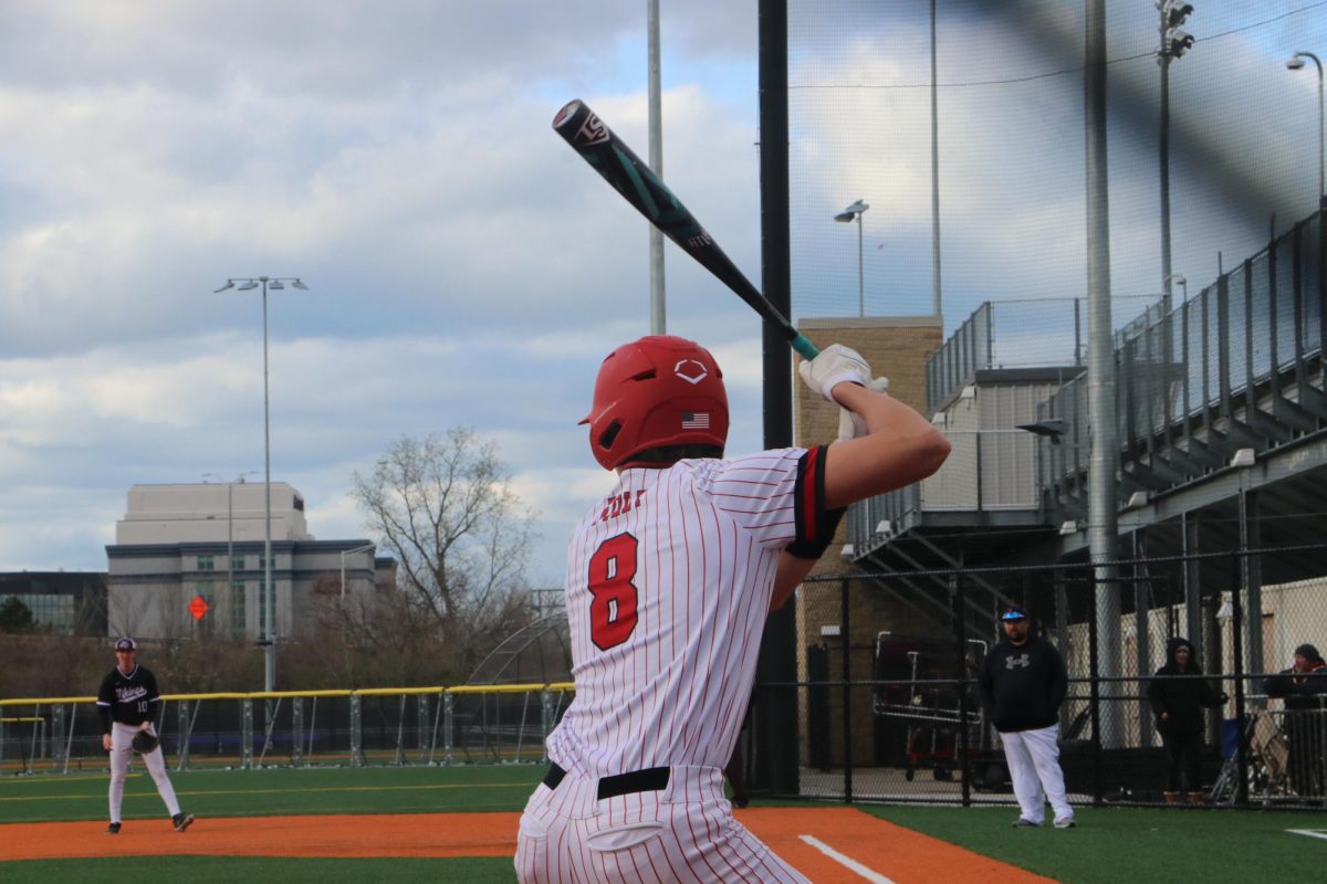 Ready in his stance, Foley mentally prepares for the next pitch. 
