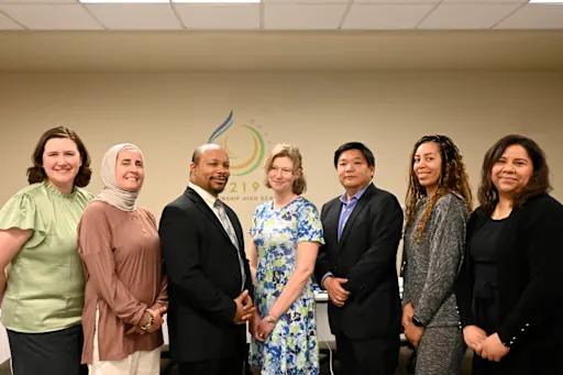 District 219 school board members (from left) Amber Wood, Nour Akhras, Ken Durr, Lindley Wisnewski, David Ko, Kandice Cooley-Jones and Celia Stennett. Akhras, Wisnewski and Cooley-Jones were sworn in at the May 6 meeting. Ko was not present for the second half of the meeting after the swearing in. According to the board's 2024-2025 attendance report, Ko arrived late to or left early from board meetings two other times this school year.

Photo obtained from www.niles219.org