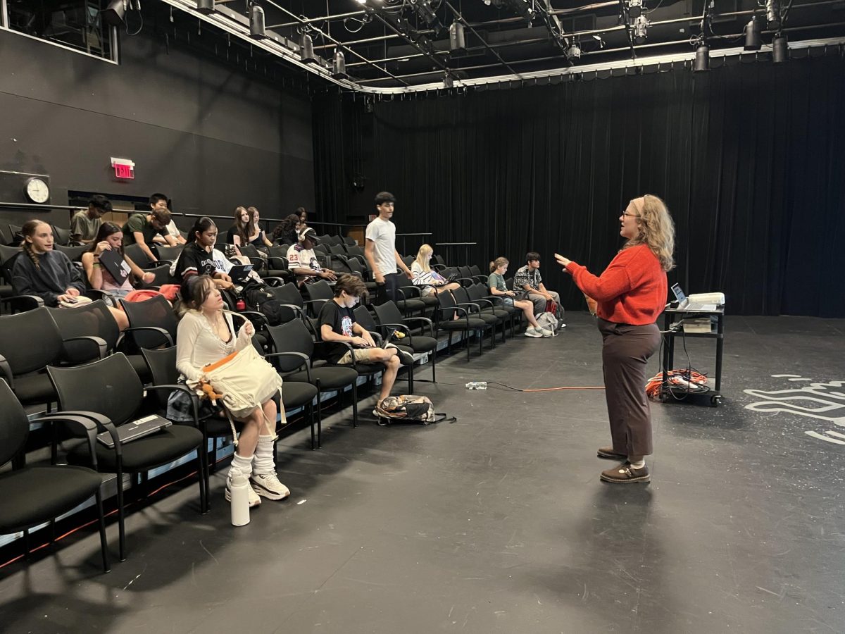 Lorelei Wernecke teaches theatre workshop during second period. Every week, she leads a Thankful Thursday with students, giving them time to reflect on themselves. 