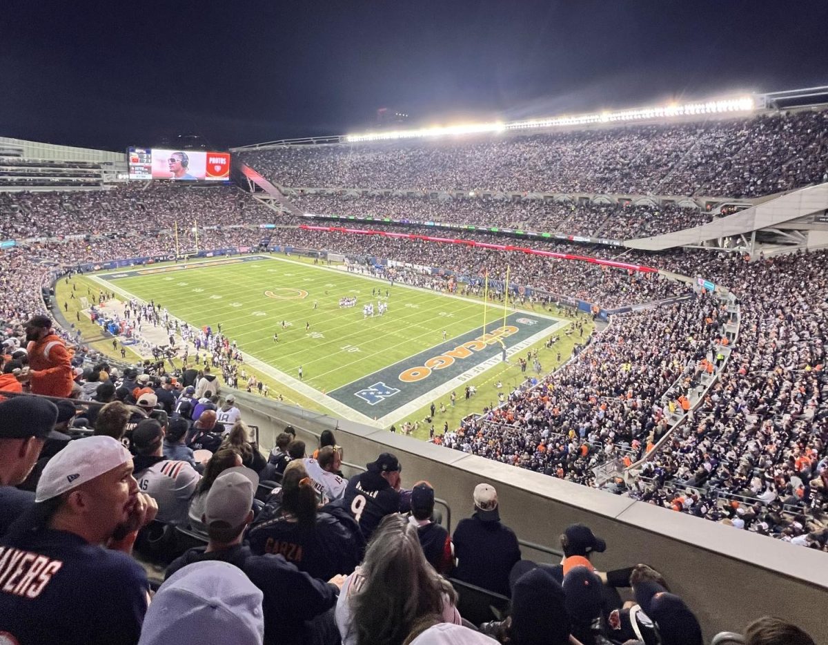 Fans from section 300 at Soldier Field watch the Bears week one game against the Minnesota Vikings on Sept. 8.