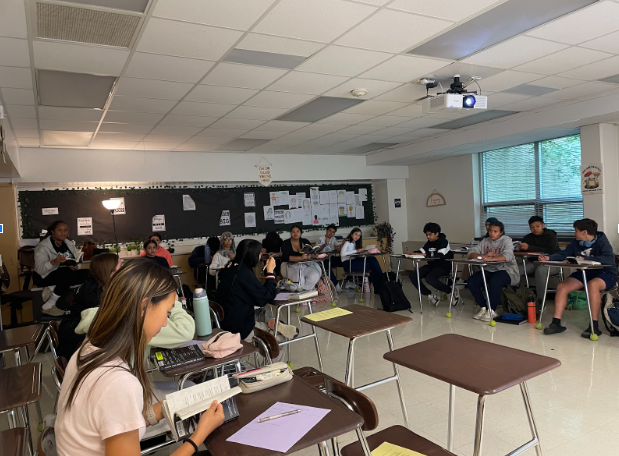 TeNesha Ukomadu's classroom during eight period. 