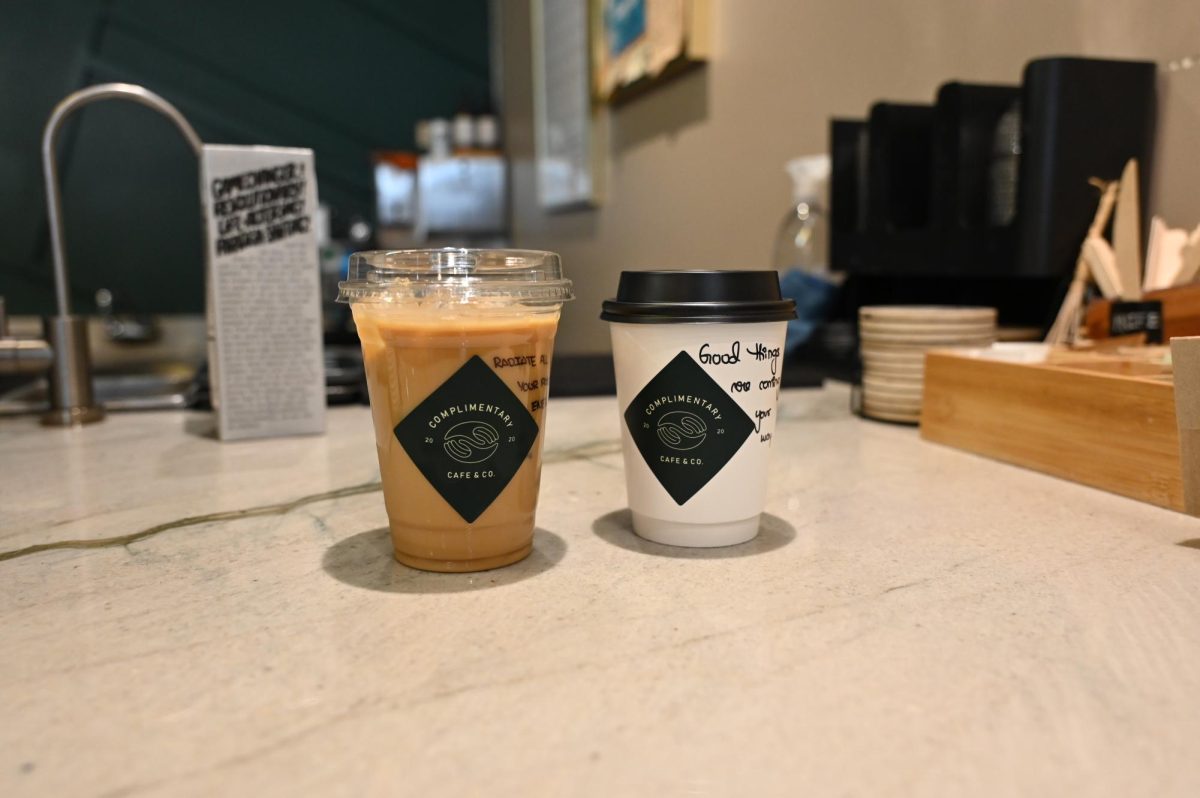 Customers’ names get called out as their drinks wait to get picked up at the counter.