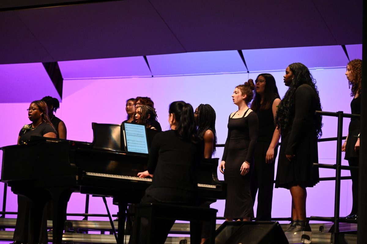After Concert Choir's performance, Chamber Choir sings "What Happens When a Woman," "You are my Song" and "Ikan Kekek." Collaborative Accompanist Sonya Ur provides piano accompaniment for the choir.
