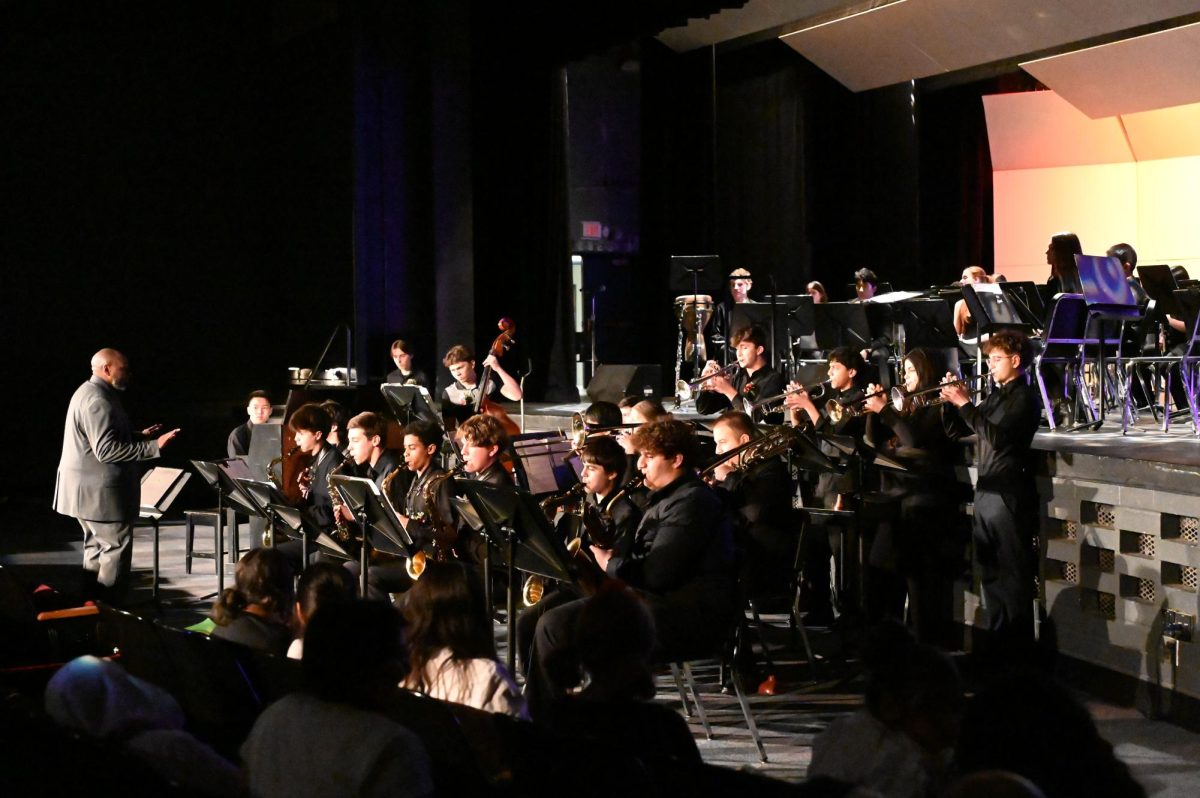 Niles West Jazz Band members performing “Lindsay Hopper’s Delight.”