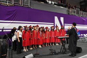 One Voice, directed by Justin De La Cruz, performs the National Anthem to begin the graduation ceremony for the Class of 2026 on May 20.