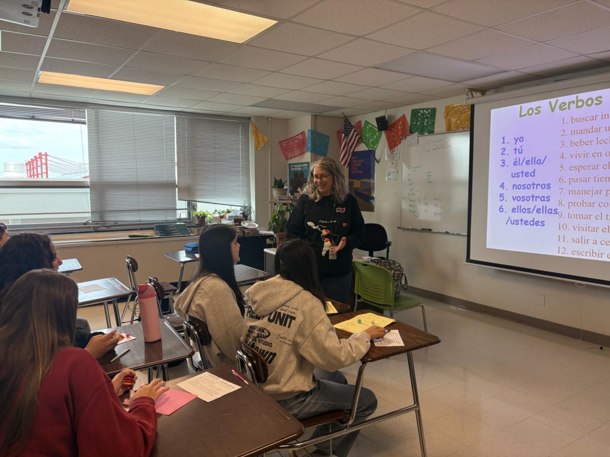 Carolyn Sanchez teaches her 3rd period Spanish 2 Honors class.